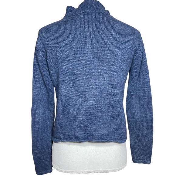 Christmas Village Sweater PS Petite S Embroidered Beaded Sequin Navy Rainbow - Picture 10 of 14